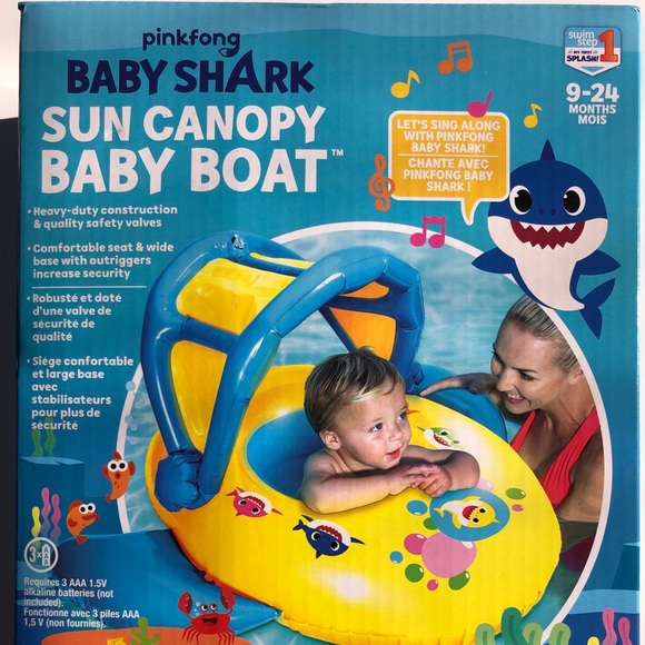 Swimways Swim Baby Shark Sun Canopy Baby Boat Float By Swimways